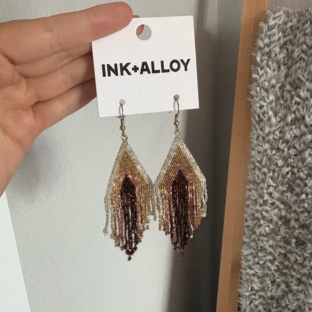 ALLOY Brown and Gold Beaded Earrings